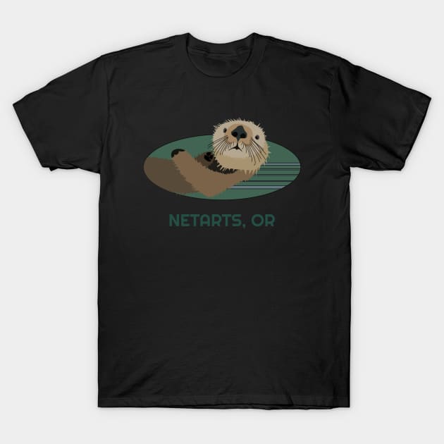 Cute Otter Netarts, Oregon Coast Resident Fisherman Gift T-Shirt by twizzler3b